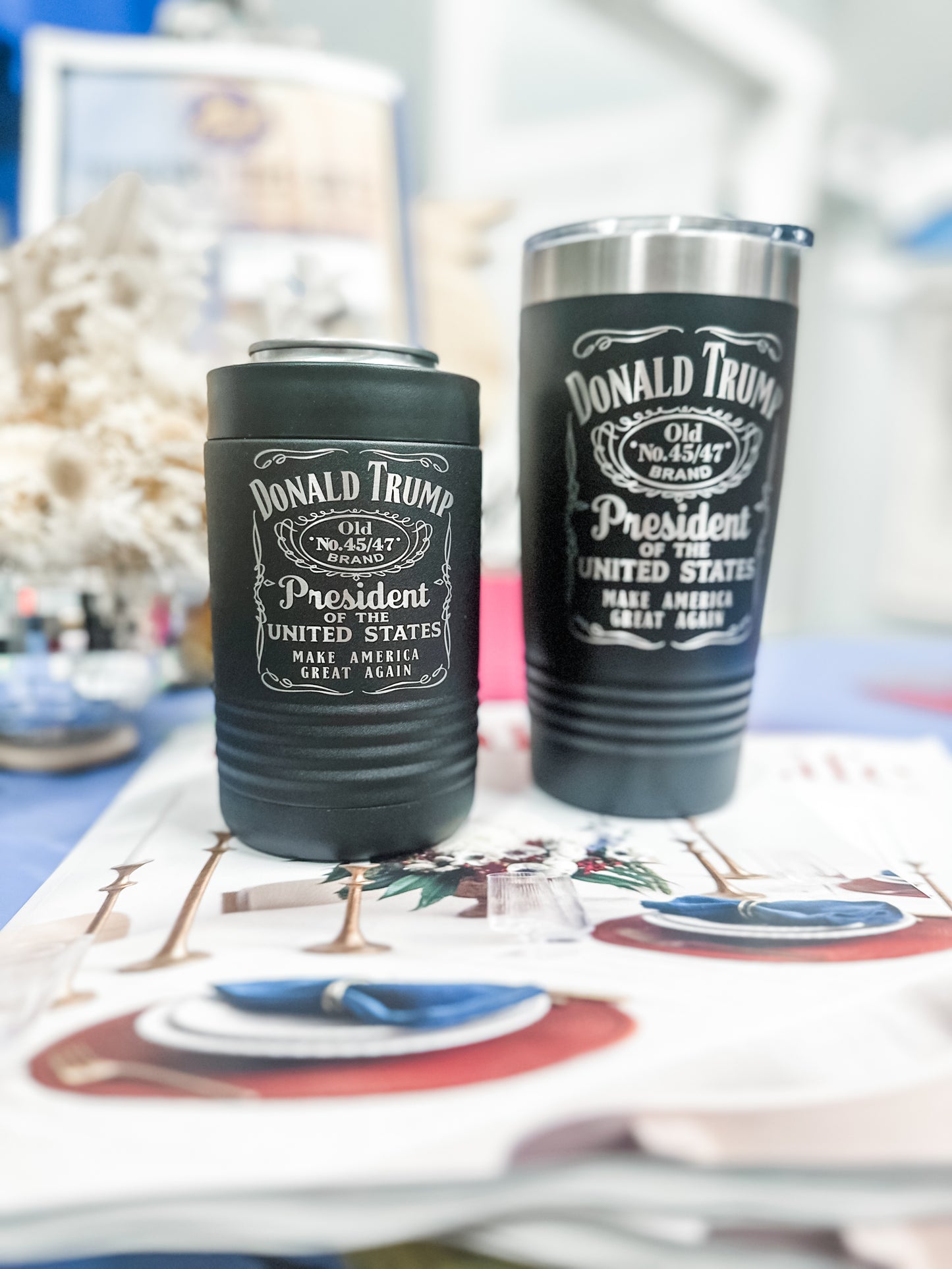 Trump 45/47 Whiskey Can Beverage Holder