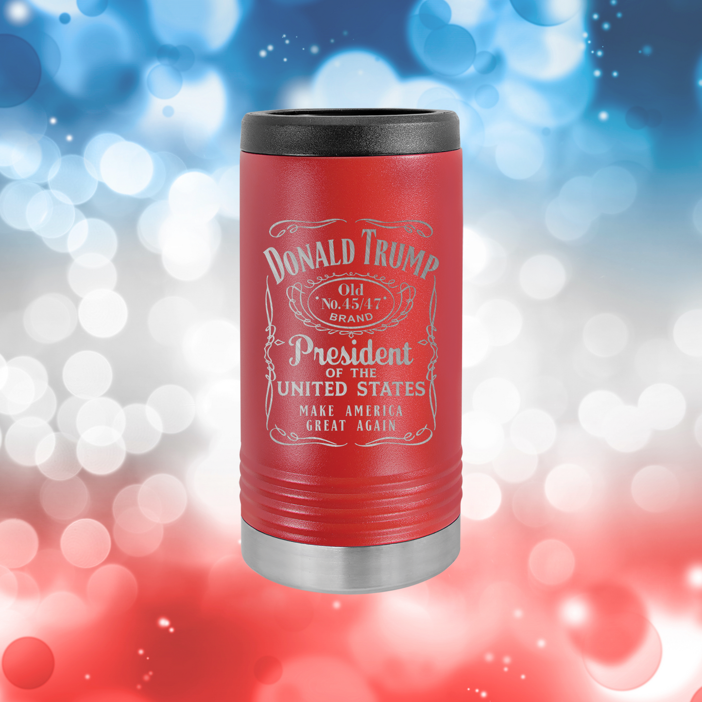 Trump 45/47 Whiskey Can Beverage Holder