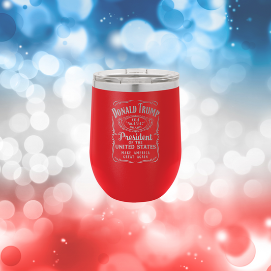 Trump 45/47 Whiskey 12oz Wine Tumbler
