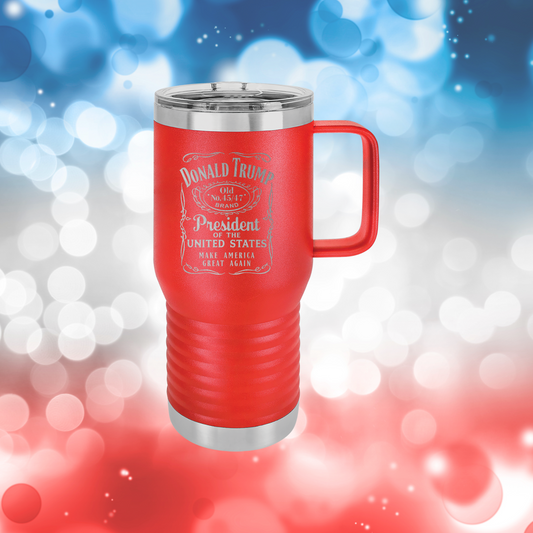 Trump 45/47 Whiskey 20oz Travel Tumbler with Handle
