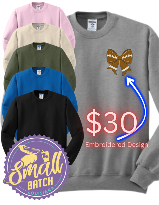 Embroidered Football Bow Fleece
